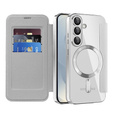 Pattintható tok a Samsung Galaxy S25, RFID Wallet MagSafe CamShield, ezüst