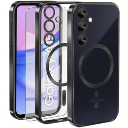 Tok Samsung Galaxy A15 4G/5G-hoz, Electro MagSafe, fekete + üveg a képernyőhöz