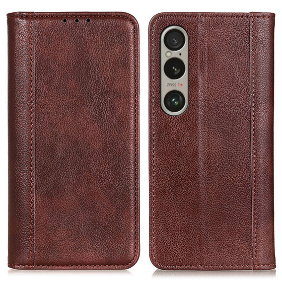 Pattintható tok Sony Xperia 1 VI, Split Leather, barna