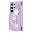 Tok Samsung Galaxy S25 Ultra, Leather Flower Card Slot, lila