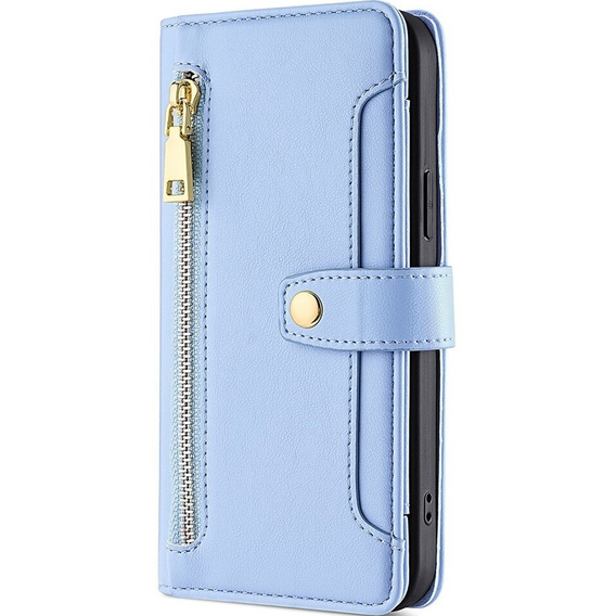 Pattintható tok a Samsung Galaxy S23, Wallet Zipper Pocket, kék