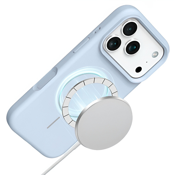 Szilikon tok iPhone 17 Pro Max készülékhez, MagSafe, ütésgátló, kék