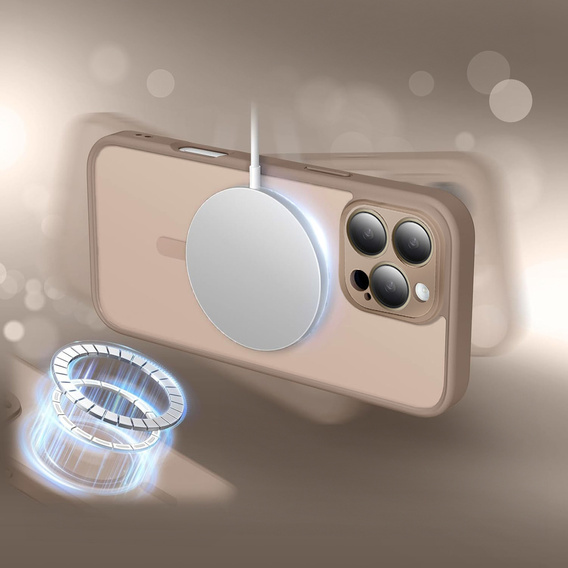 Tok iPhone 16 Pro-hoz, MagSafe, ERBORD Matt Case, desert titanium + képernyőüveg