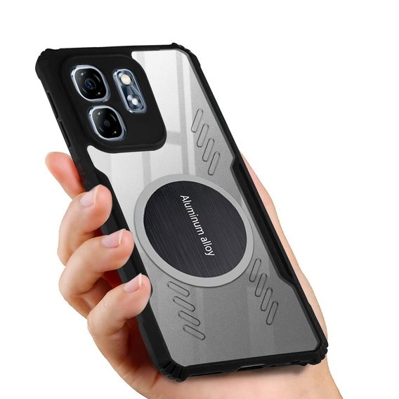 Tok Infinix Hot 50i 4G, mágneses lemezzel, átlátszó / fekete