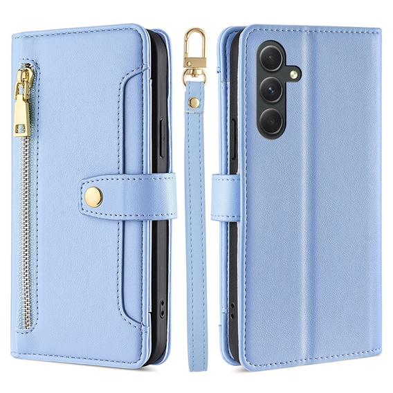 Pattintható tok a Samsung Galaxy A54 5G, Wallet Zipper Pocket, kék