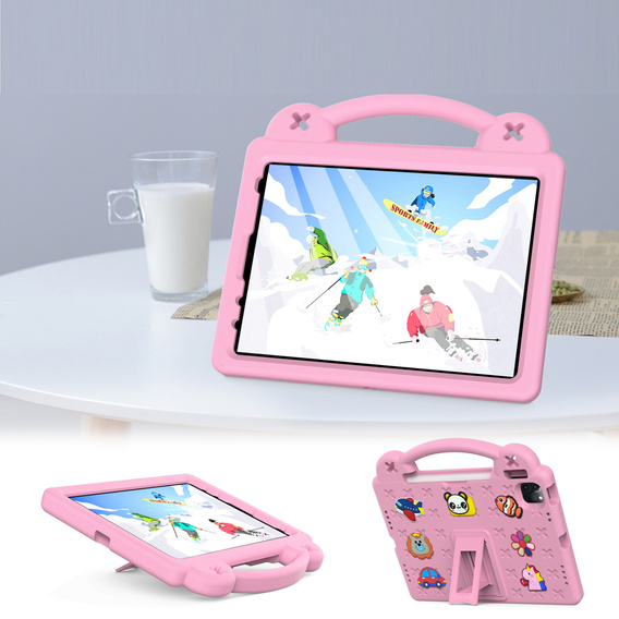 Gyermek tok iPad Air 10.9" 2022/2020 (5/4 gen.) / Pro 11" 2022/2021/2020 (4/3/2 gen.), Cute Patterns, állvánnyal, rózsaszín