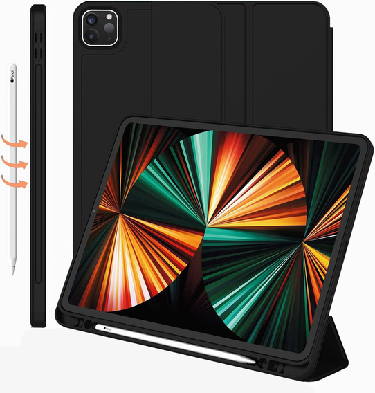 Tok iPad Pro 12.9" 2022/2021/2020 (6/5/4 gen.), Smart Pencil, tolltartóval, fekete