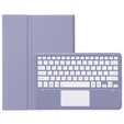 Tok + billentyűzet Samsung Galaxy Tab S9+, Leather Pen Slot TouchPad, lila