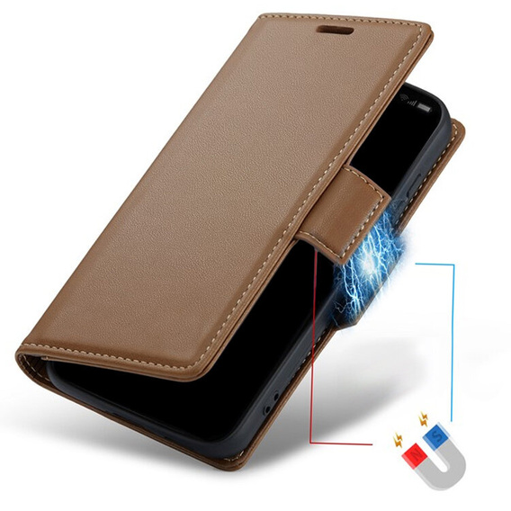Tok Xiaomi 14T Pro, ERBORD Glossy Litchi, pénztárca patenttal, barna