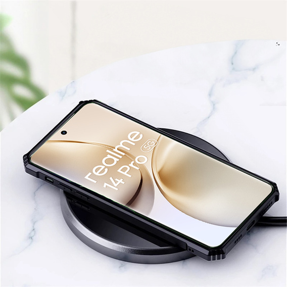 Tok Realme 14 Pro 5G, mágneses lemezzel, átlátszó / fekete