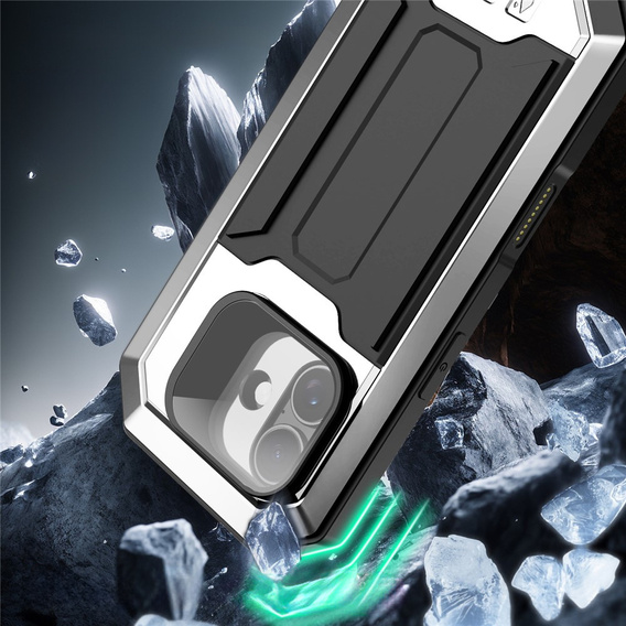 R-JUST páncélozott tok képernyővédővel és állvánnyal iPhone 17-hez