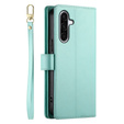 Pattintható tok a Samsung Galaxy A56 5G, Wallet Zipper Pocket, zöld