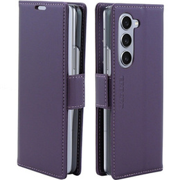 Tok Samsung Galaxy Z Fold 5 5G, ERBORD Glossy Litchi, pénztárca patenttal, lila