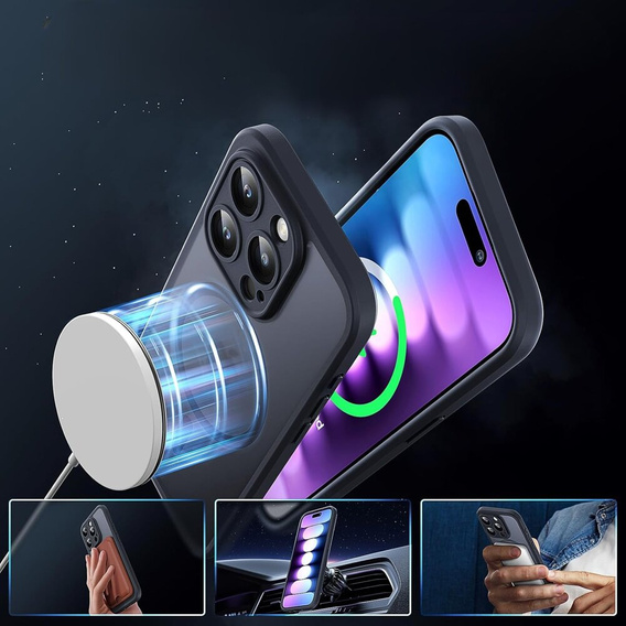 Tok iPhone 16 Pro Max-hoz, MagSafe, ERBORD Matt Case, fekete + képernyőüveg