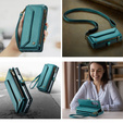 Tok CASEME Samsung Galaxy Z Fold6 5G, RFID Leather Wallet, vállpánttal, zöld