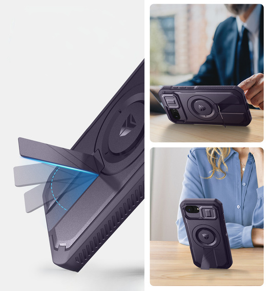 Páncélozott tok iPhone 16 Pro Max készülékhez, Dexnor CamProtect MagSafe, lila