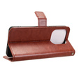 Pattintható tok a Xiaomi Redmi Note 14 4G, Crazy Horse Wallet, barna