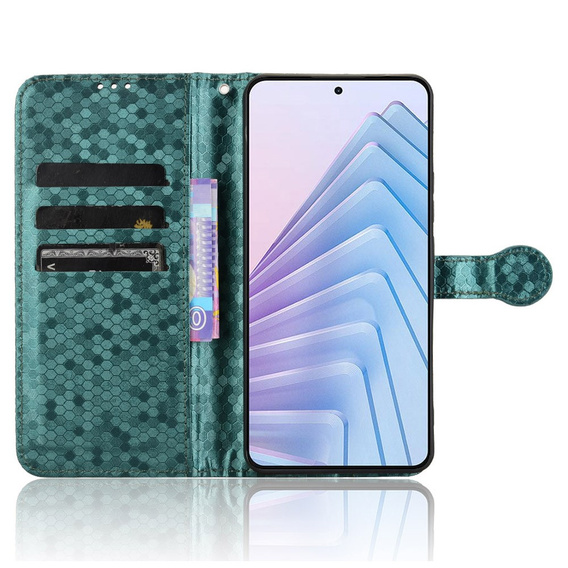 Flap tok Xiaomi Redmi Note 14 4G, Wallet Rhombus, zöld
