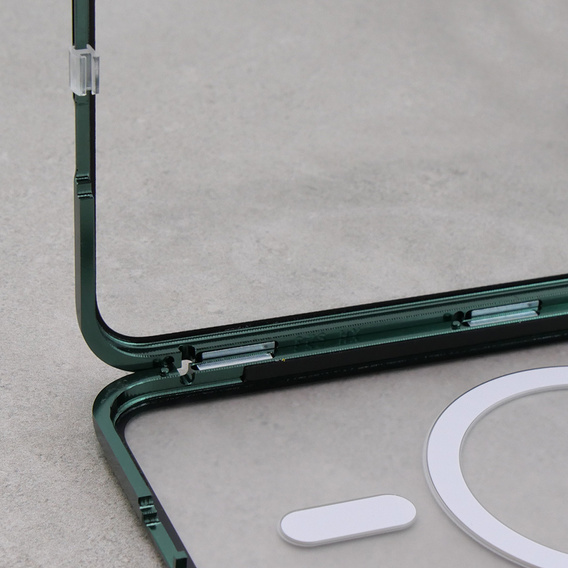Magnetic Dual Glass MagSafe tok Samsung Galaxy S23, zöld