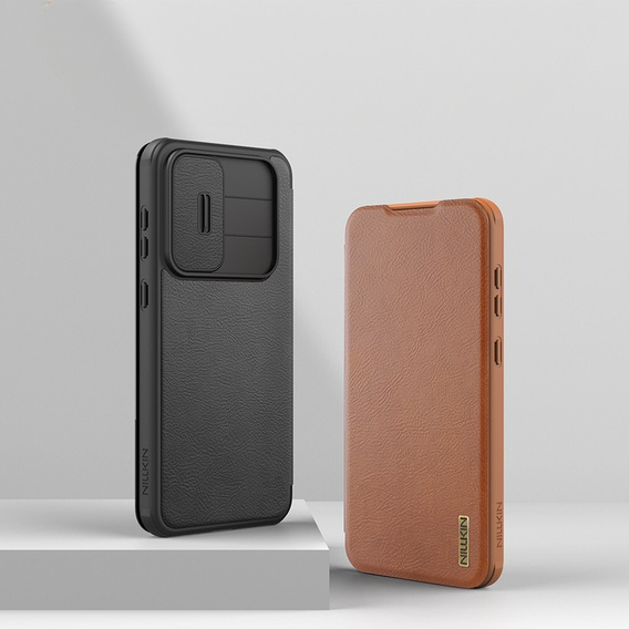 NILLKIN flip tok Samsung Galaxy A56, CamShield Qin Pro, bőr, fekete