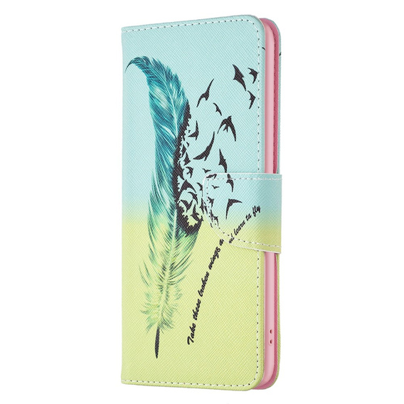 Pattintható tok a Xiaomi Redmi Note 12 4G, Wallet, feather, kék