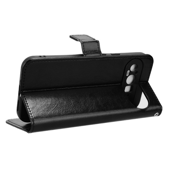 Pattintható tok a Google Pixel 9 / Google Pixel 9 Pro, Crazy Horse Wallet, fekete