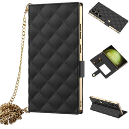Flip tok Samsung Galaxy S23 Ultra készülékhez, GKK Mirror Wallet, fekete