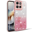 Tok Motorola Moto G56 5G, Glitter Flower, rózsaszín rose gold