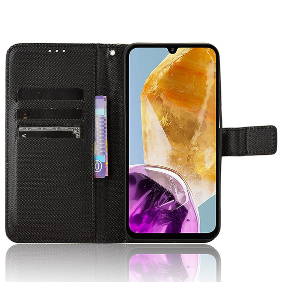 Pattintható tok a Samsung Galaxy M15 5G, Wallet Smart Magnet, fekete