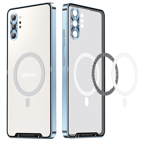 Kameravédő tok Samsung Galaxy Note 10+ Plus, CamShield MagSafe, átlátszó / kék