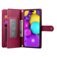 Pattintható tok a iPhone 16, Wallet Zipper Pocket, piros