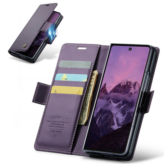 CASEME Litchi pénztárca flip tok Samsung Galaxy Z Fold7 5G számára