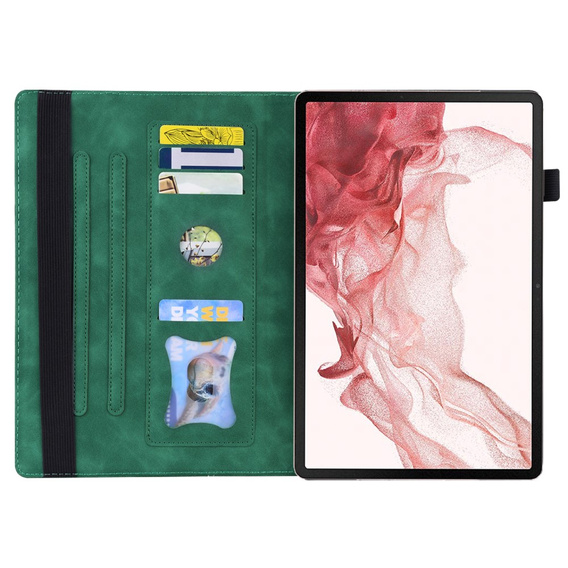 Tok Samsung Galaxy Tab S10 FE+ Plus, Classic, tolltartóval, zöld