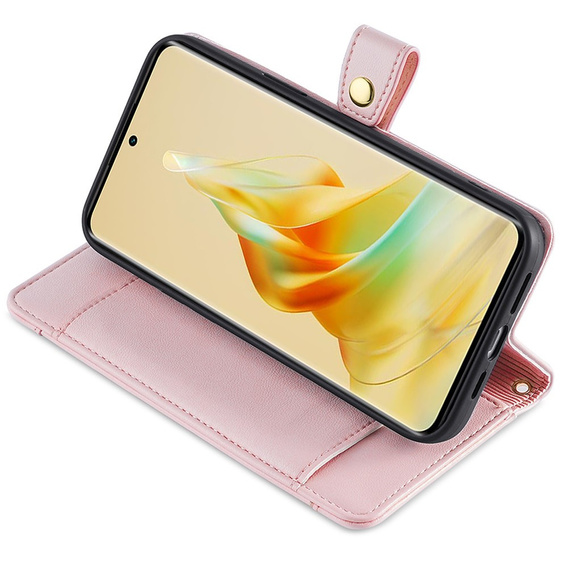 Pattintható tok a Oppo A78 4G, Wallet Zipper Pocket, rózsaszín
