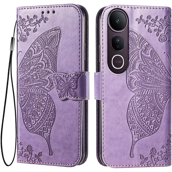 Pattintható tok a Vivo V50 Lite 4G / 5G, Butterfly, lila