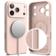 Ringke tok iPhone 17 Pro Max készülékhez, Szilikon mágneses MagSafe, rózsaszín homok