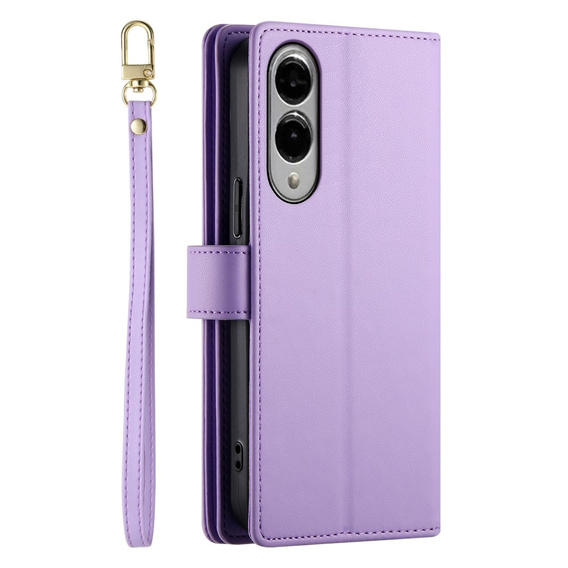 Pattintható tok a Samsung Galaxy S25 Edge, Wallet Zipper Pocket, lila