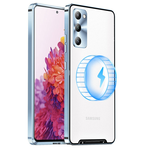 Kameravédő tok Samsung Galaxy S20 FE, CamShield MagSafe, átlátszó / kék
