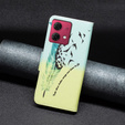 Pattintható tok a Motorola Moto G84 5G, Wallet, feather, kék