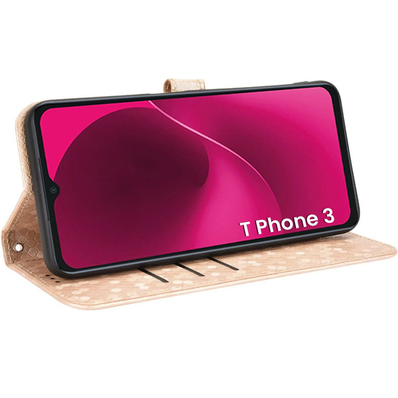 Flap tok T Phone 3 5G, Wallet Rhombus, arany