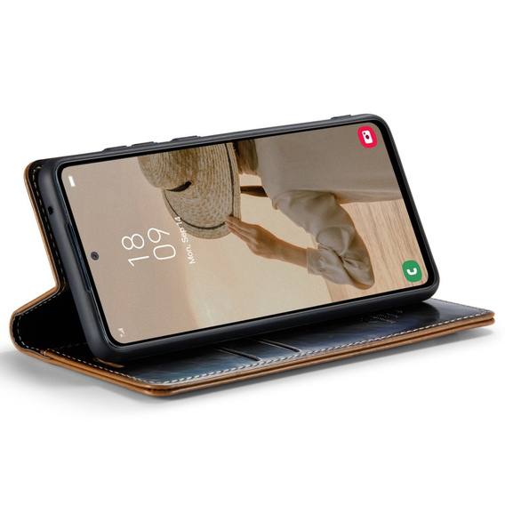 CASEME flip tok Samsung Galaxy A53 5G, Waxy Textured, fekete / barna