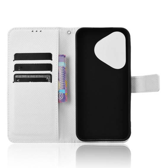 Pattintható tok a Huawei Pura 70, Wallet Smart Magnet, fehér