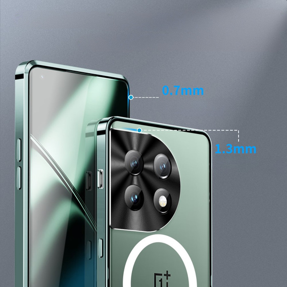 Kameravédő tok OnePlus 12 5G, CamShield MagSafe, átlátszó / zöld
