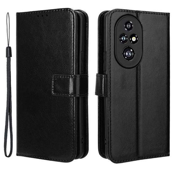 Pattintható tok a Honor 200 Pro 5G, Crazy Horse Wallet, fekete