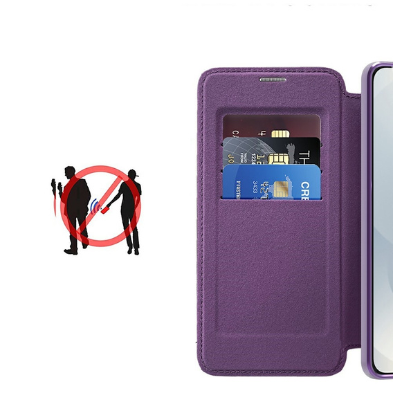 Pattintható tok a Samsung Galaxy S25 Edge, RFID Wallet MagSafe CamShield, lila