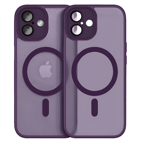Tok iPhone 16-hoz, MagSafe, ERBORD Matt Case, sötétlila + képernyőüveg