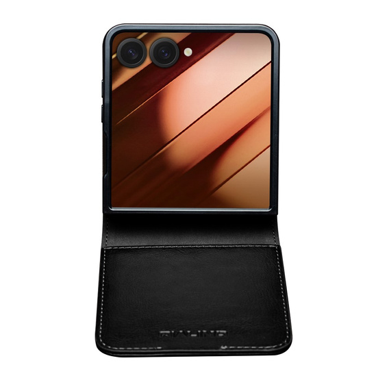 Bőr pénztárca tok fekete Samsung Galaxy Z Flip7-hez