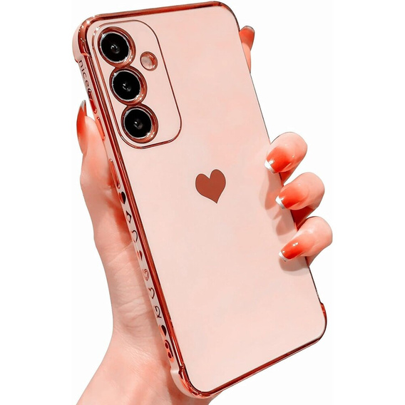 tok Samsung Galaxy S23 FE, Electro heart, rózsaszín rose gold + Full Glue Kerámiaüveg