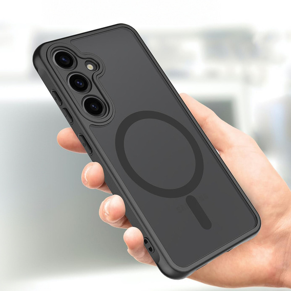 Tok Samsung Galaxy A55-hoz, MagSafe, ERBORD Matt Case, fekete + képernyőüveg