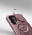 Páncélozott tok Samsung Galaxy S25 készülékhez, Dexnor CamProtect MagSafe, rózsaszín (Két keret)